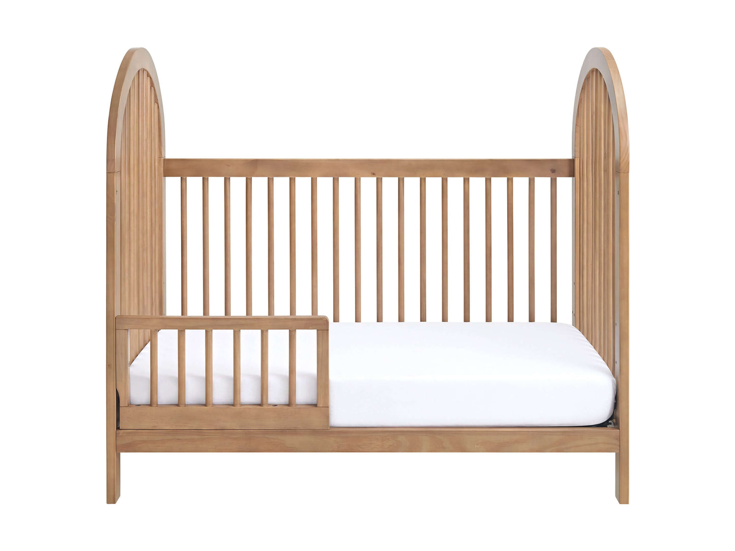 Everlee 3 in 1 Guard Rail - Front View of Everlee 3 in 1 Crib With Guard Rail Honey