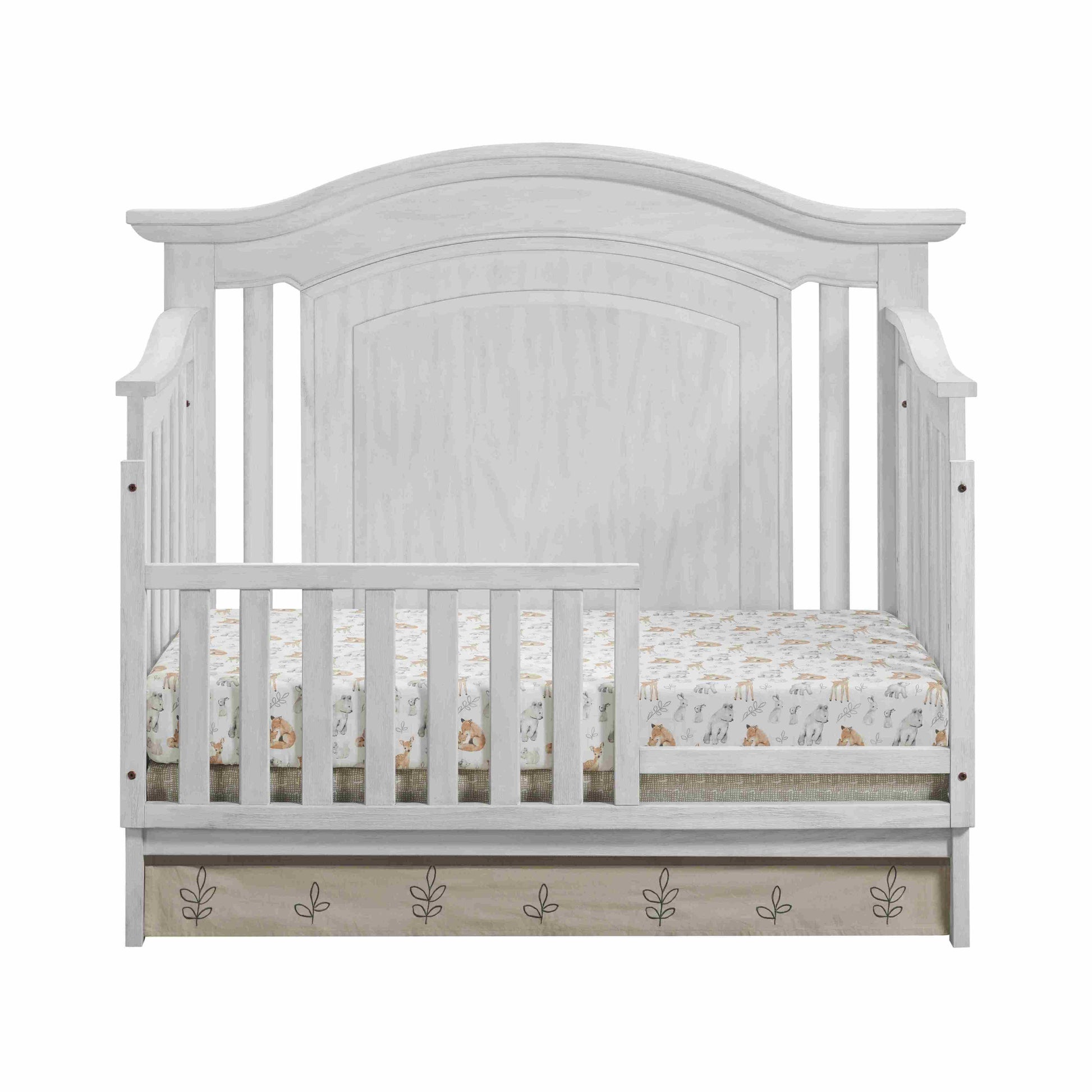 London Lane Guard Rail - Front View of London Lane Crib with Guard Rail White
