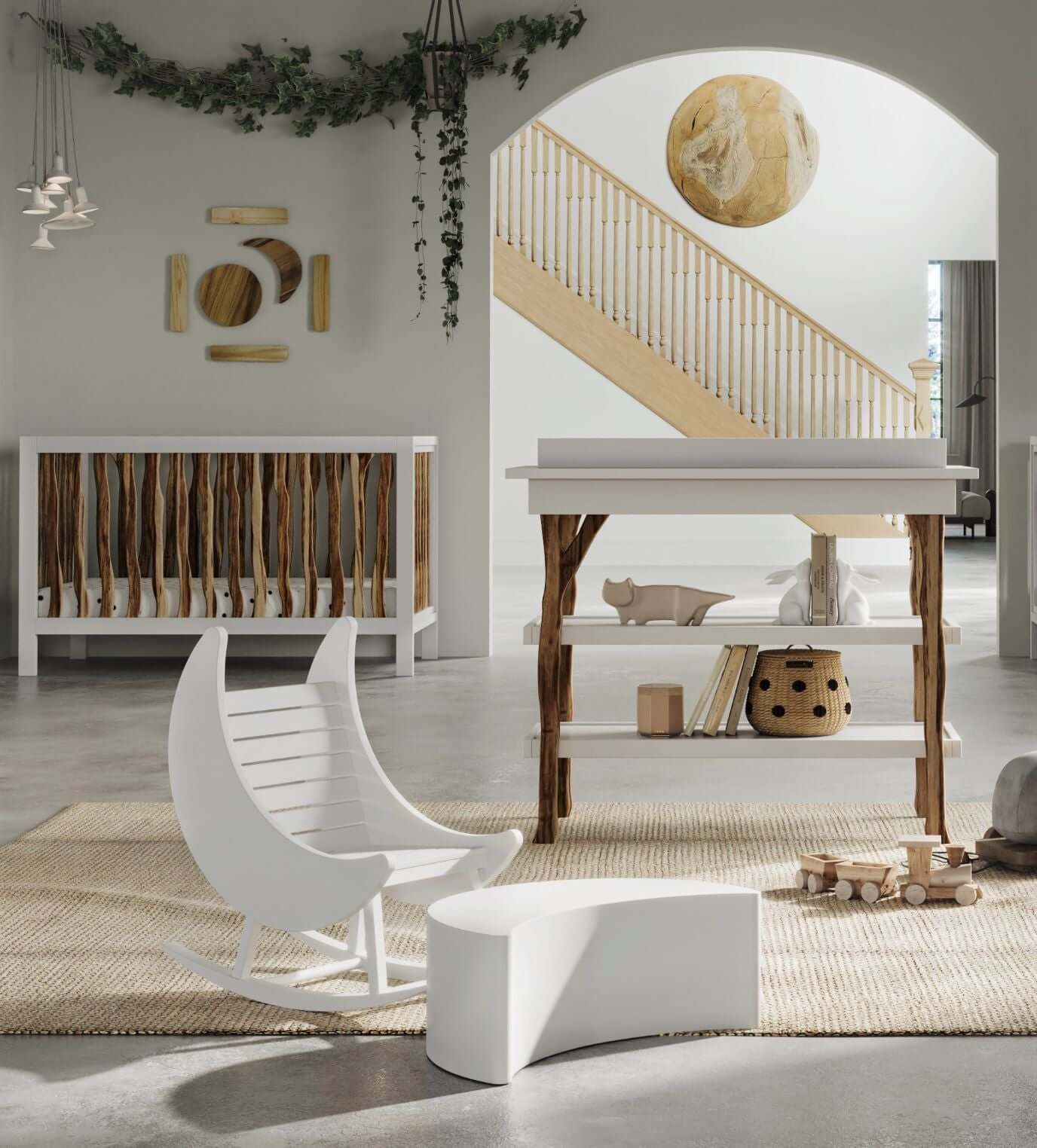 Branch Open Shelf Changing Table - Lifestyle Image of Open Shelf Changing Table Acacia