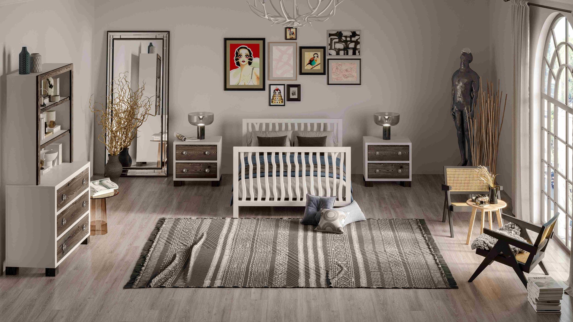 Branch 4 in 1 Convertible Crib - Lifestyle Image of all Branch Products