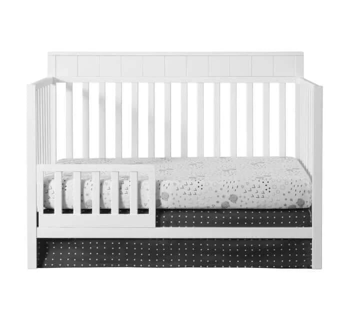 Logan 4-in-1 Convertible Crib - White front guardrail