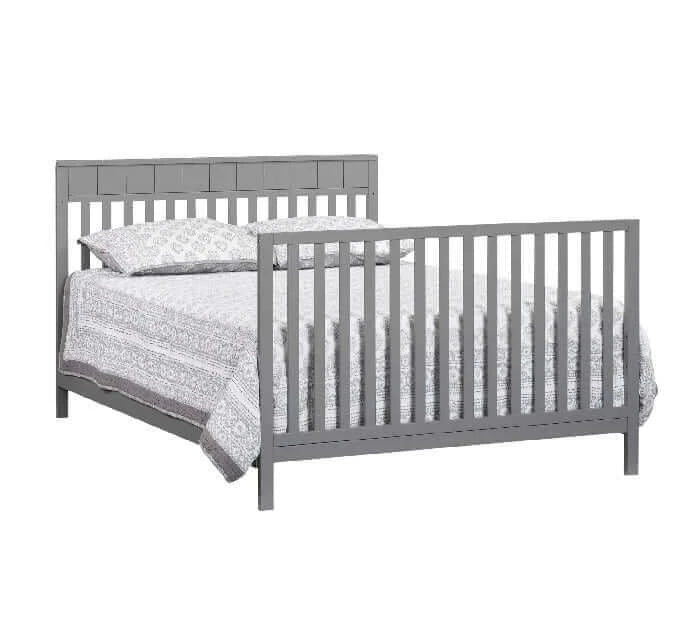 Logan 4-in-1 Convertible Crib - Gray full bed side 