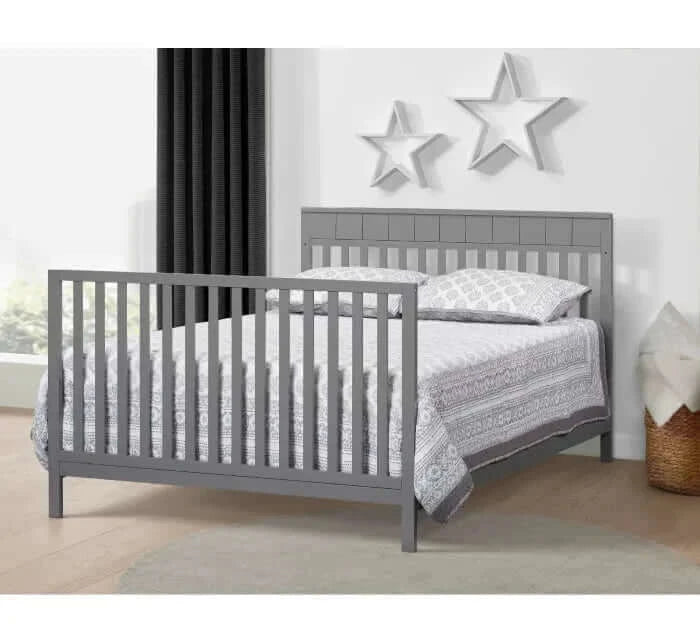 Logan 4-in-1 Convertible Crib - Gray full bed room