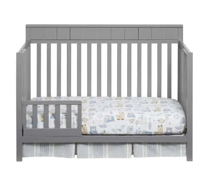 Logan 4-in-1 Convertible Crib - Gray guardrail front