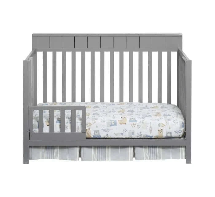 Logan 4-in-1 Convertible Crib - Gray Guardrail front