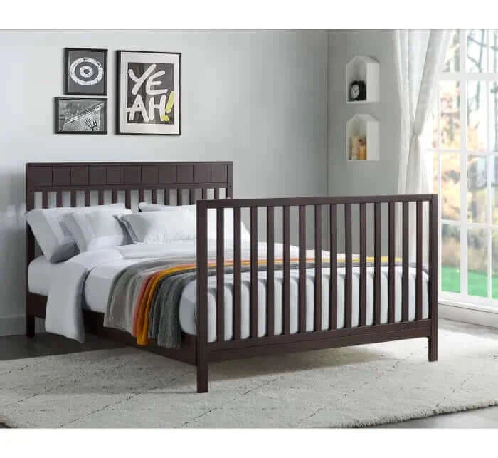 Logan 4-in-1 Convertible Crib - Espresso full bed side