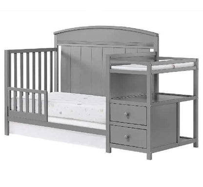 Pearson 4-in-1 Convertible Crib & Changing Station - Dove Gray Guardrail side