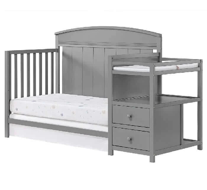 Pearson 4-in-1 Convertible Crib & Changing Station - Dove Gray side daybed