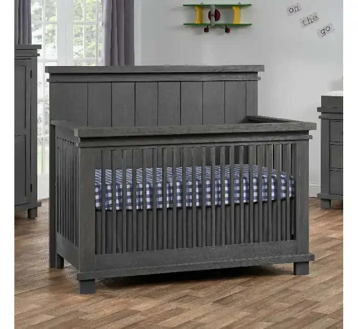 Soho Baby Hampton 4 In 1 Convertible Crib - Canyon Gray side room 