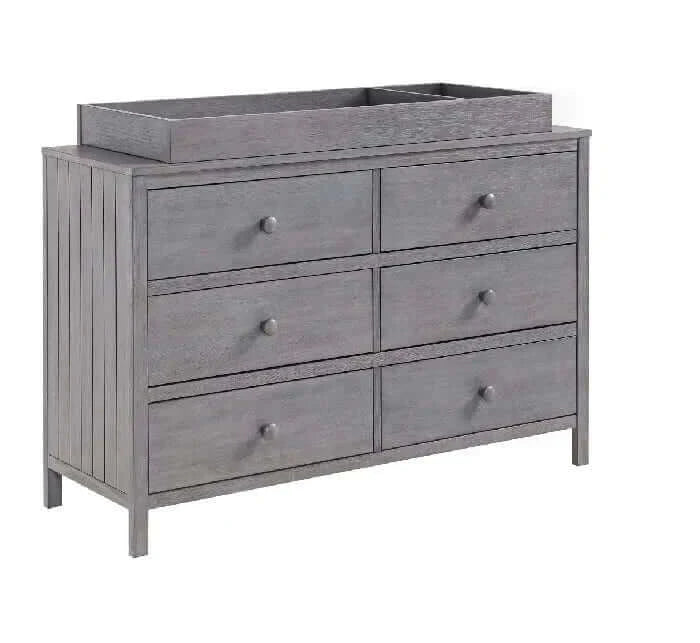 Everlee 6 Drawer Dresser - Graystone side with Topper