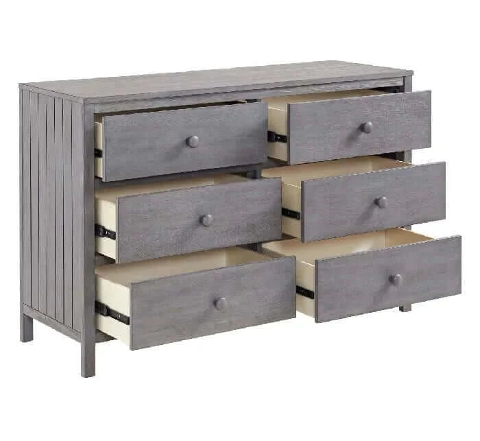 Everlee 6 Drawer Dresser - Graystone open drawers