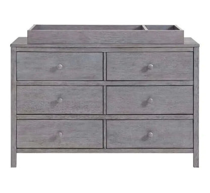 Everlee 6 Drawer Dresser - Graystone front with Changing topper