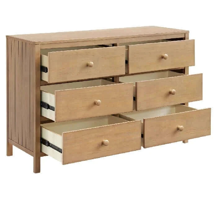 Everlee 6 Drawer Dresser - Honeywood side with drawers open