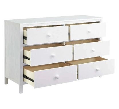 Everlee 6 Drawer Dresser - White with drawers open