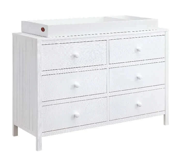 Everlee 6 Drawer Dresser - White side with changing topper