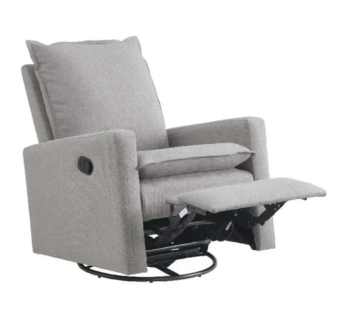 Uptown Nursery Swivel Rocker and Recliner - Gray side recliner open