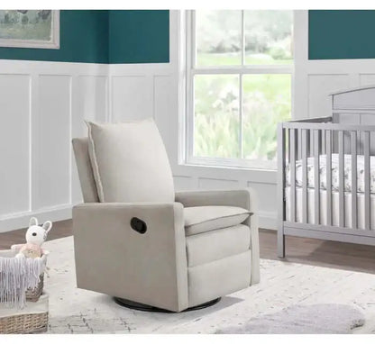 Uptown Nursery Swivel Rocker and Recliner - Boucle White room