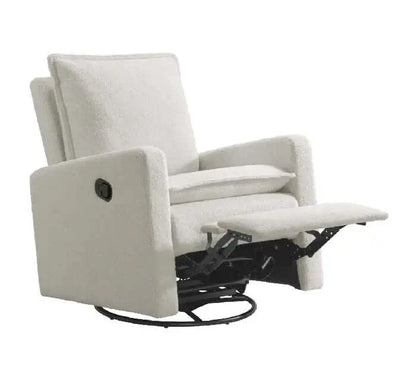 Uptown Nursery Swivel Rocker and Recliner - Boucle White recliner side