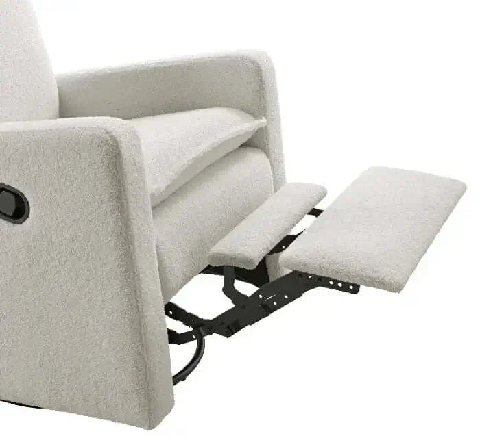 Uptown Nursery Swivel Rocker and Recliner - Boucle White recliner zoomed 2