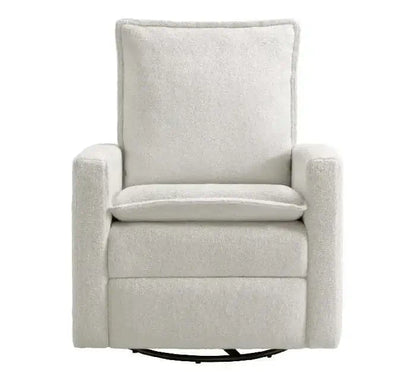 Uptown Nursery Swivel Rocker and Recliner - Boucle White Recliner front