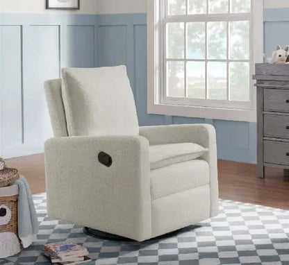 Uptown Nursery Swivel Rocker and Recliner - Boucle White Recliner room