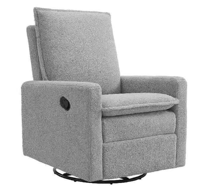 Uptown Nursery Swivel Rocker and Recliner - Boucle Koala Gray Recliner closed