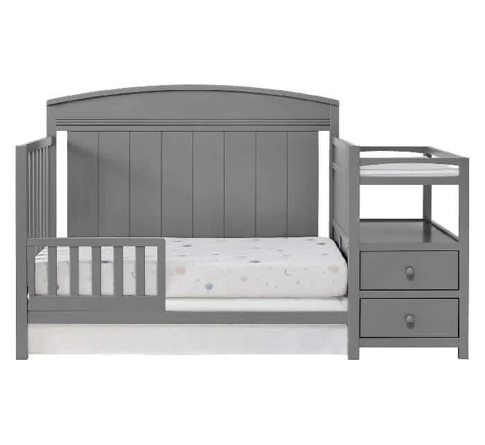 Pearson 4-in-1 Convertible Crib & Changing Station - Dove Gray Guardrail front