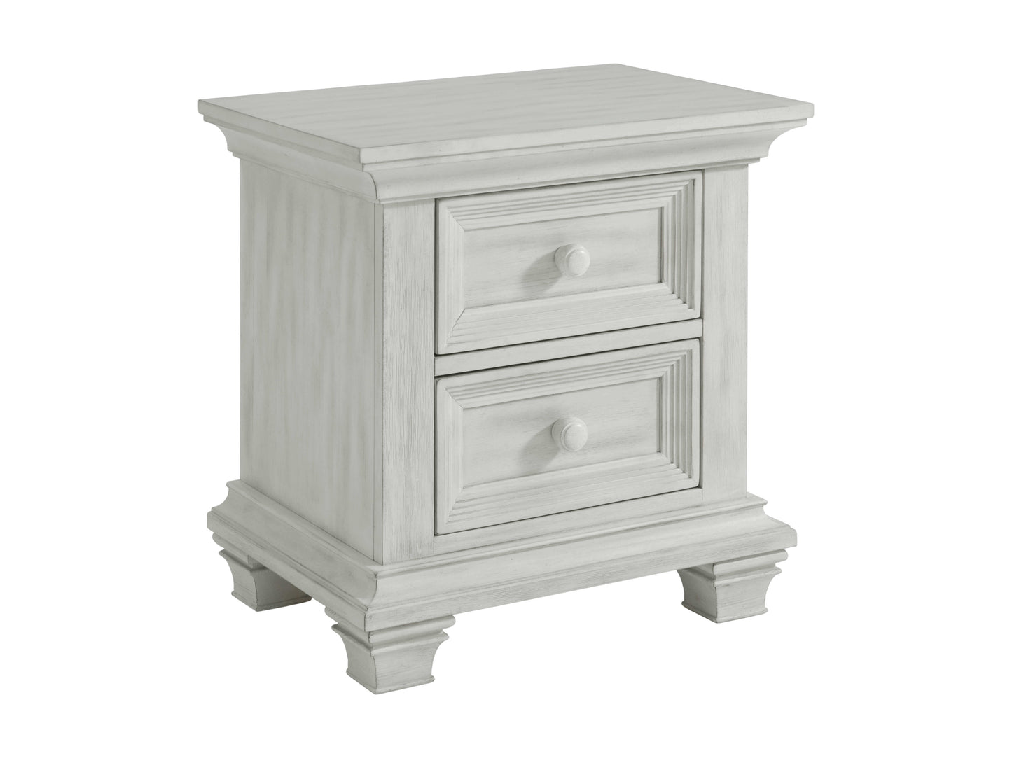 Weston Nightstand - Inclined Side View of Weston Nightstand Vintage White