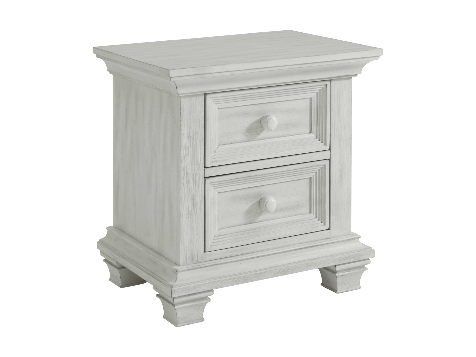Weston Nightstand - Inclined Side View of Weston Nightstand Vintage White