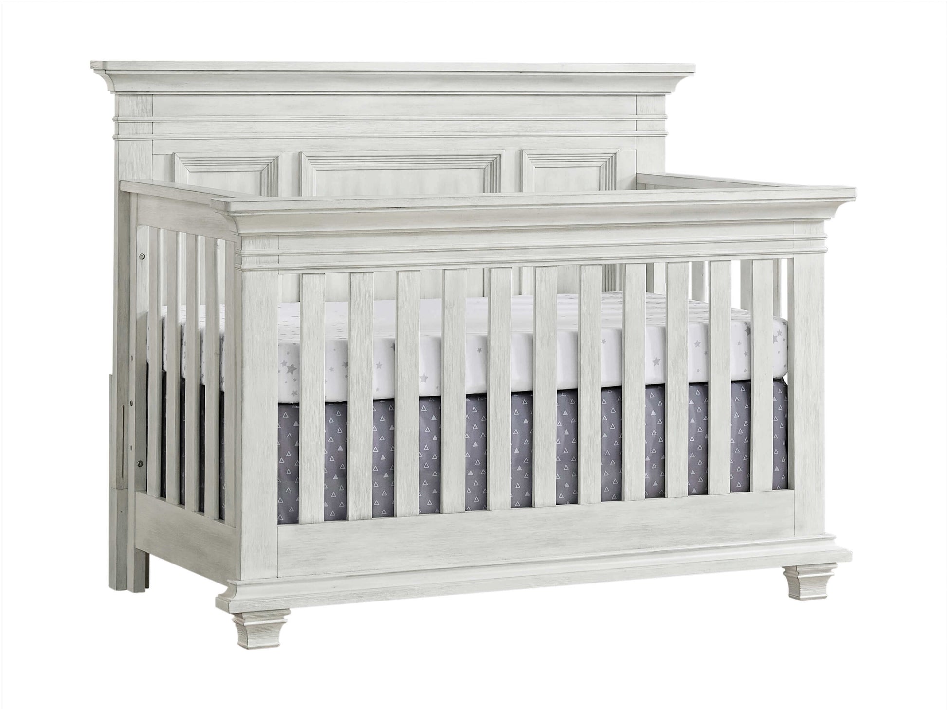 Weston 4 In 1 Convertible Crib - Inclined Side View of Weston 4 In 1 Convertible Crib Vintage White
