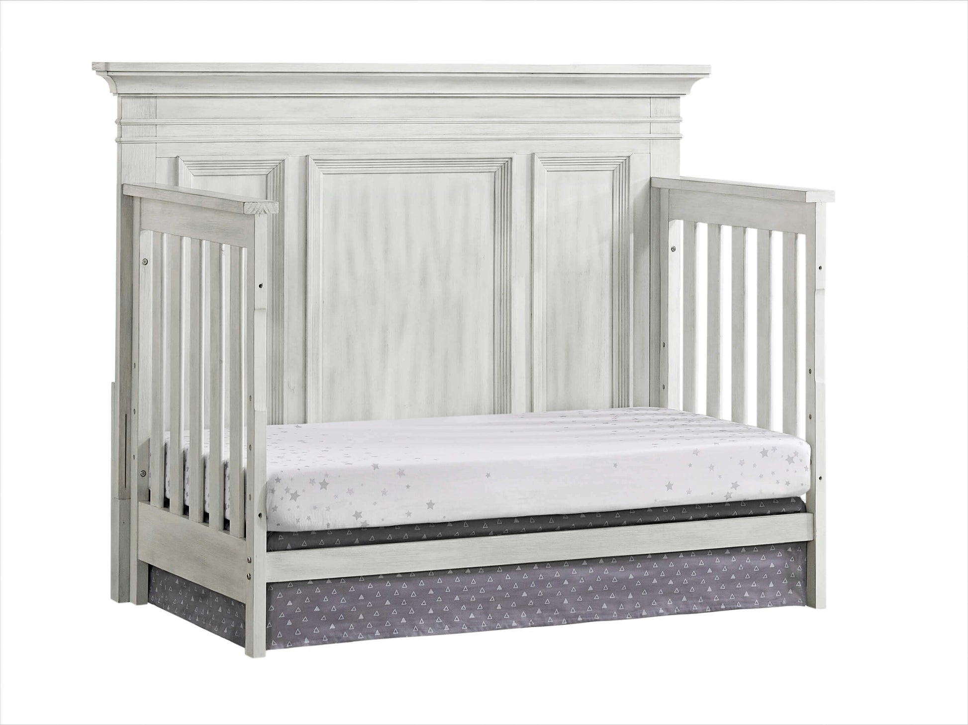 Weston 4 In 1 Convertible Crib - Inclined Side View of Weston Daybed Vintage White 
