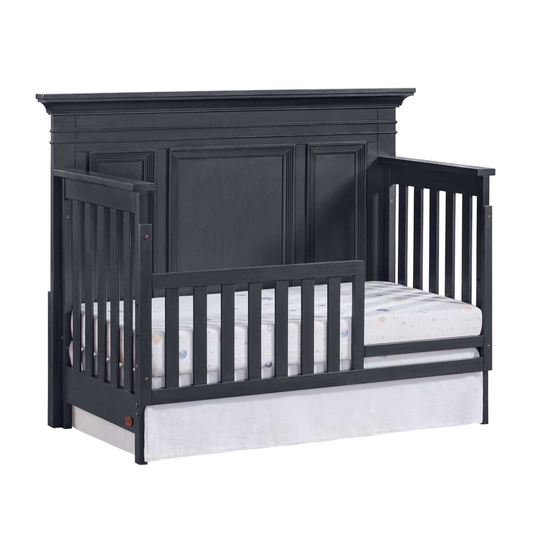 Weston Guard Rail - Side Inclined View of Weston Crib With Weston Guard Rail Midnight Slate