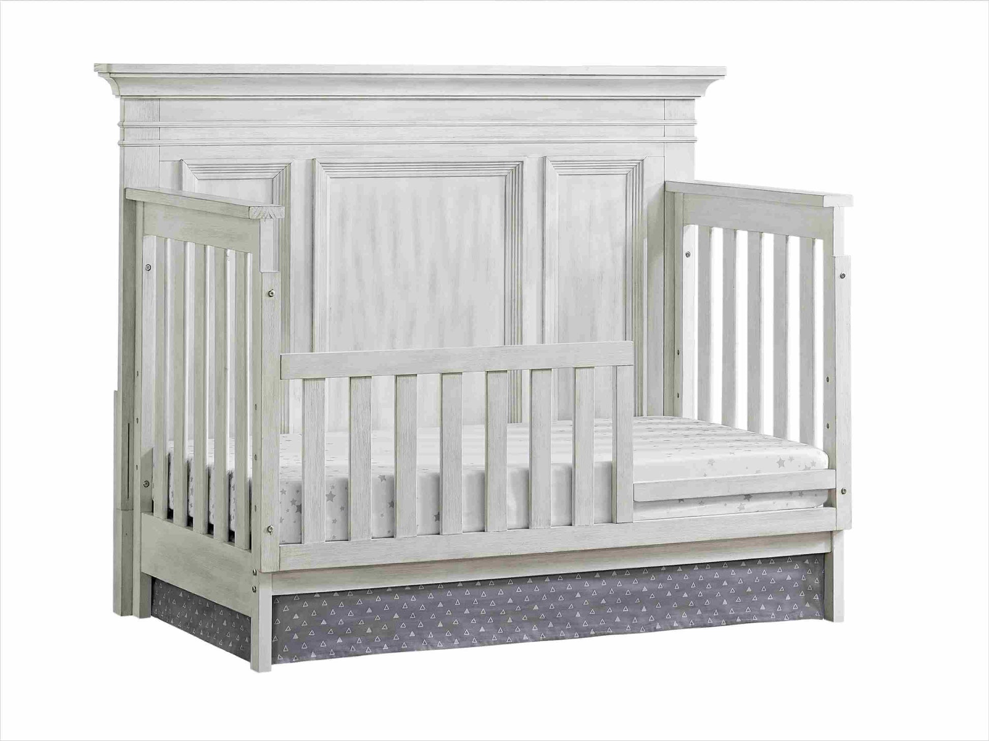Weston Guard Rail - Side Inclined View of Weston Crib With Weston Guard Rail White