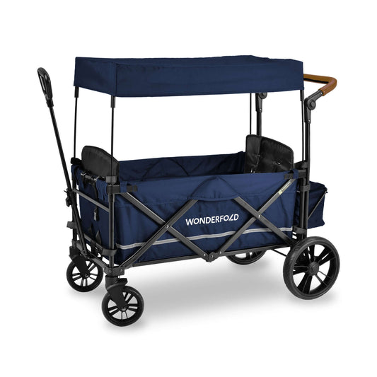 X2 Double Stroller Wagon - Inclined Side View of X2 Double Stroller Wagon Navy