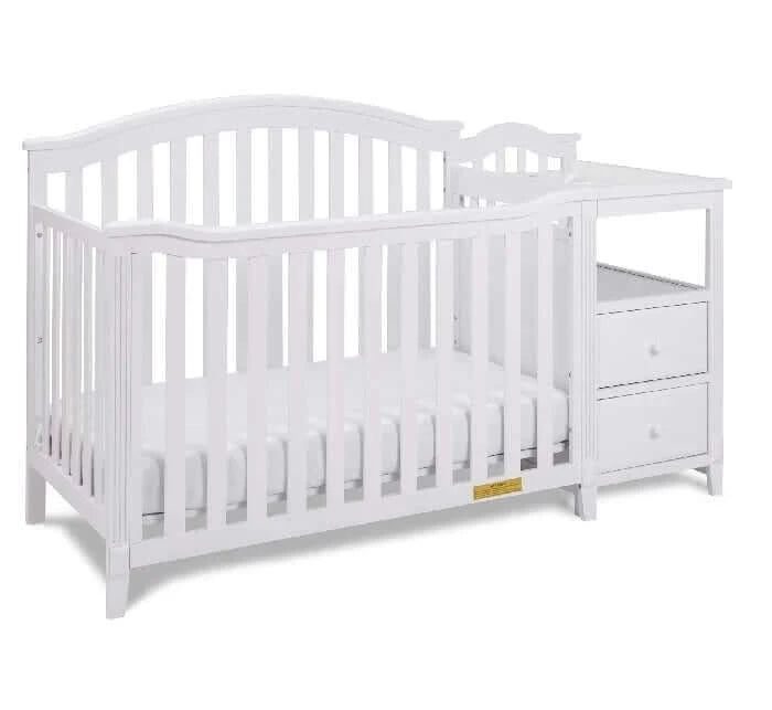 AFG Kali 4-in-1 Crib and Changer - White combo side view 2