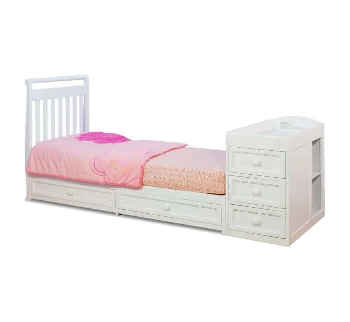 AFG Daphne 3 in 1 Crib and Changer Combo - White Toddler bed Side