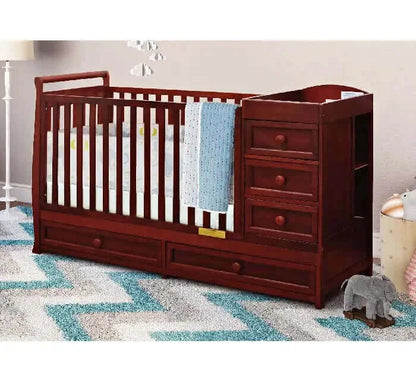 AFG Daphne 3 in 1 Crib and Changer Combo - Cherry Crib zoomed