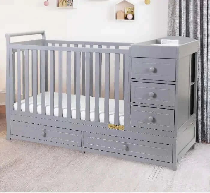 AFG Daphne 3 in 1 Crib and Changer Combo - Gray zoomed crib