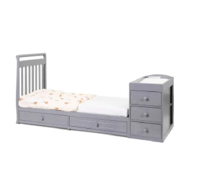 AFG Daphne 3 in 1 Crib and Changer Combo - Gray side toddler bed