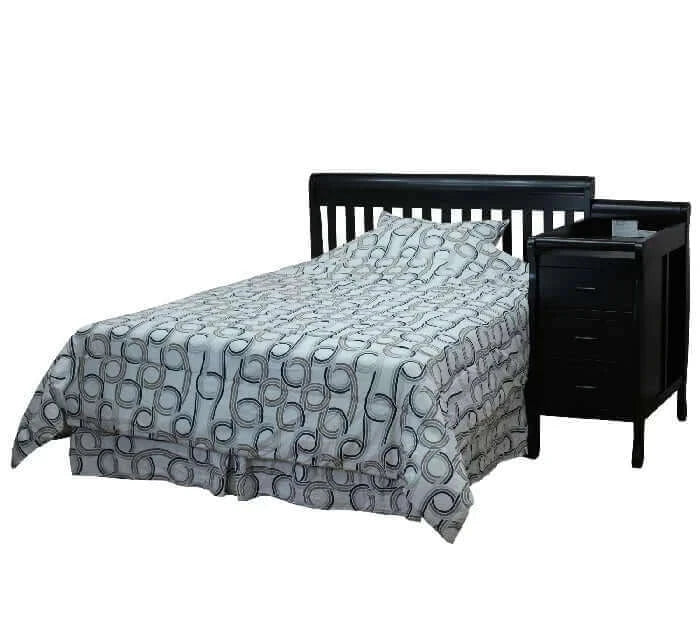 AFG Kimberly Convertible Crib and Changer - Black full bed side