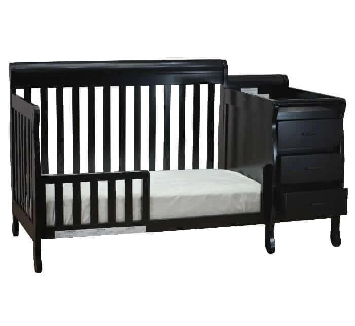 AFG Kimberly Convertible Crib and Changer - Black guardrail side 