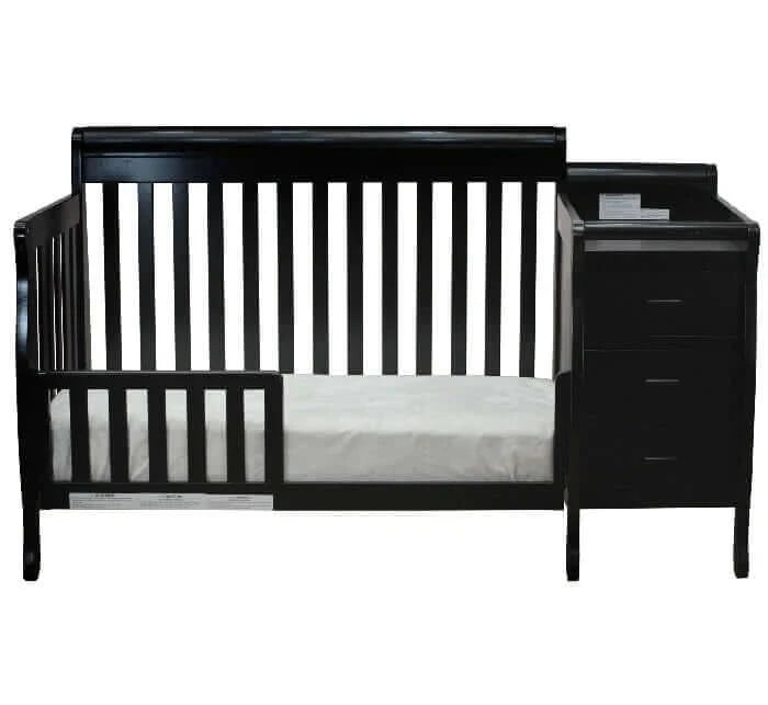 AFG Kimberly Convertible Crib and Changer - Black guardrail front