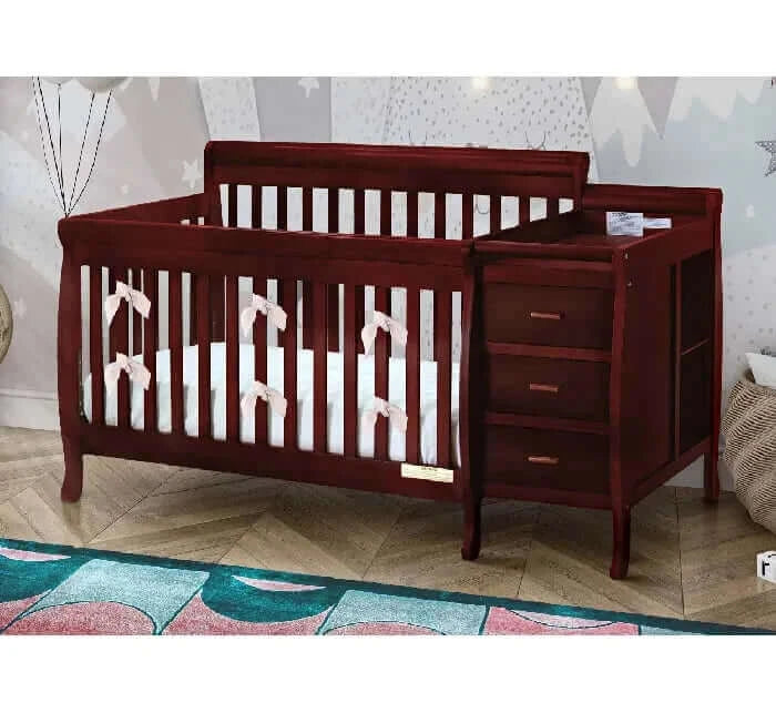 AFG Kimberly Convertible Crib and Changer - Cherry crib side