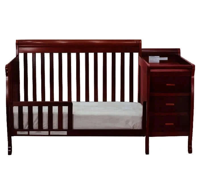 AFG Kimberly Convertible Crib and Changer - Cherry guardrail front