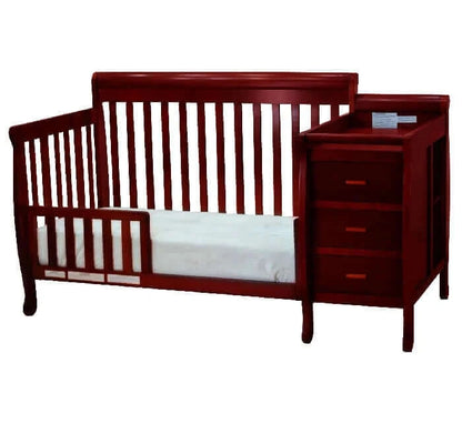 AFG Kimberly Convertible Crib and Changer - Cherry guardrail side