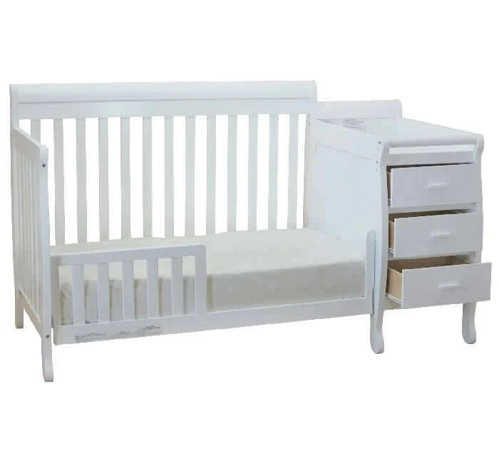 AFG Kimberly Convertible Crib and Changer - White guardrail side