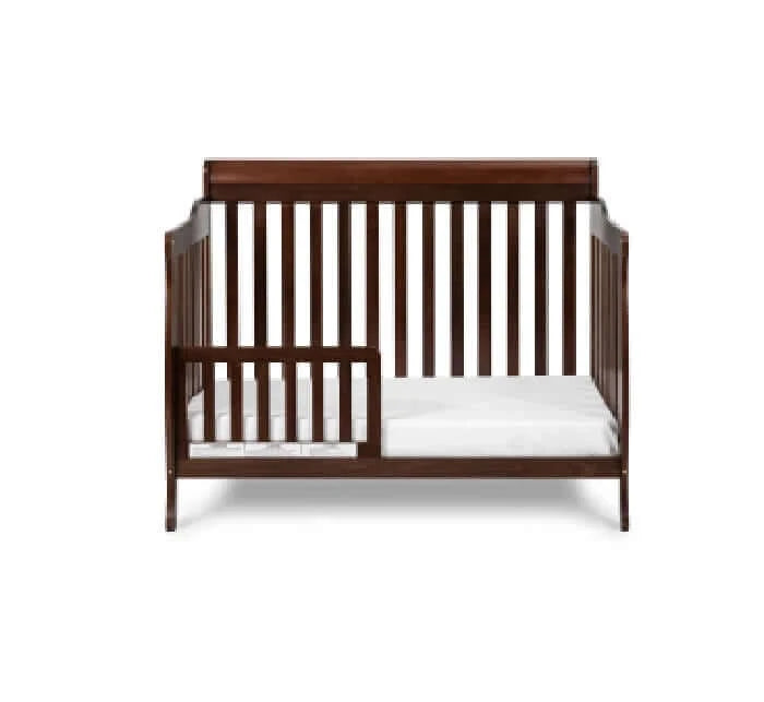 AFG Alice Convertible Crib w/ Toddler Rail - Espresso Guard Rail Front