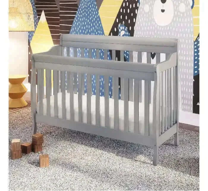 AFG Alice Convertible Crib w/ Toddler Rail - Gray crib room view 2