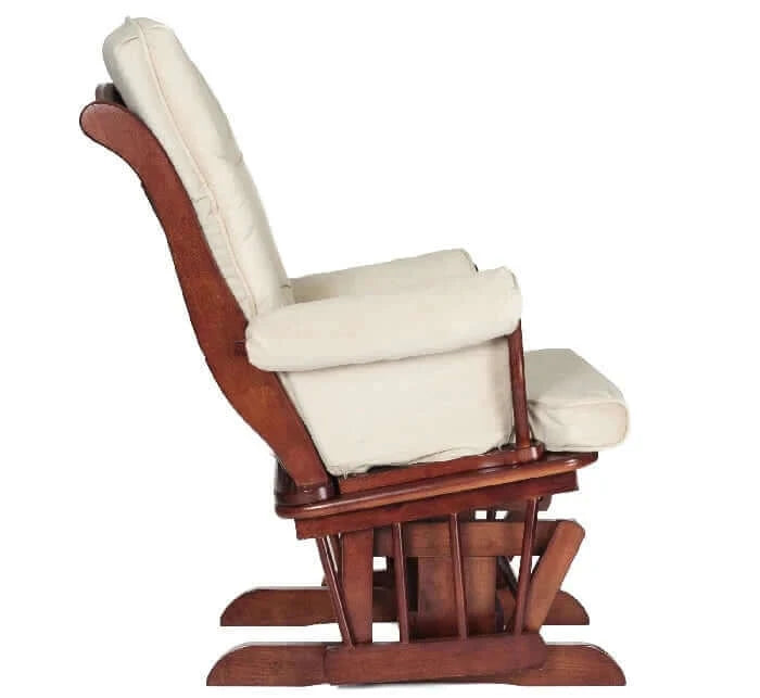 AFG Sleigh Glider Chair w/ Ottoman Cherry w/ Beige Cushion - Espresso Side view